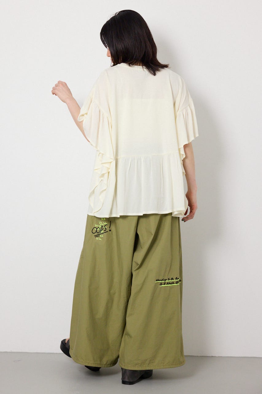 レーヨンクレープドッキングフリルトップス O/WHT FREE