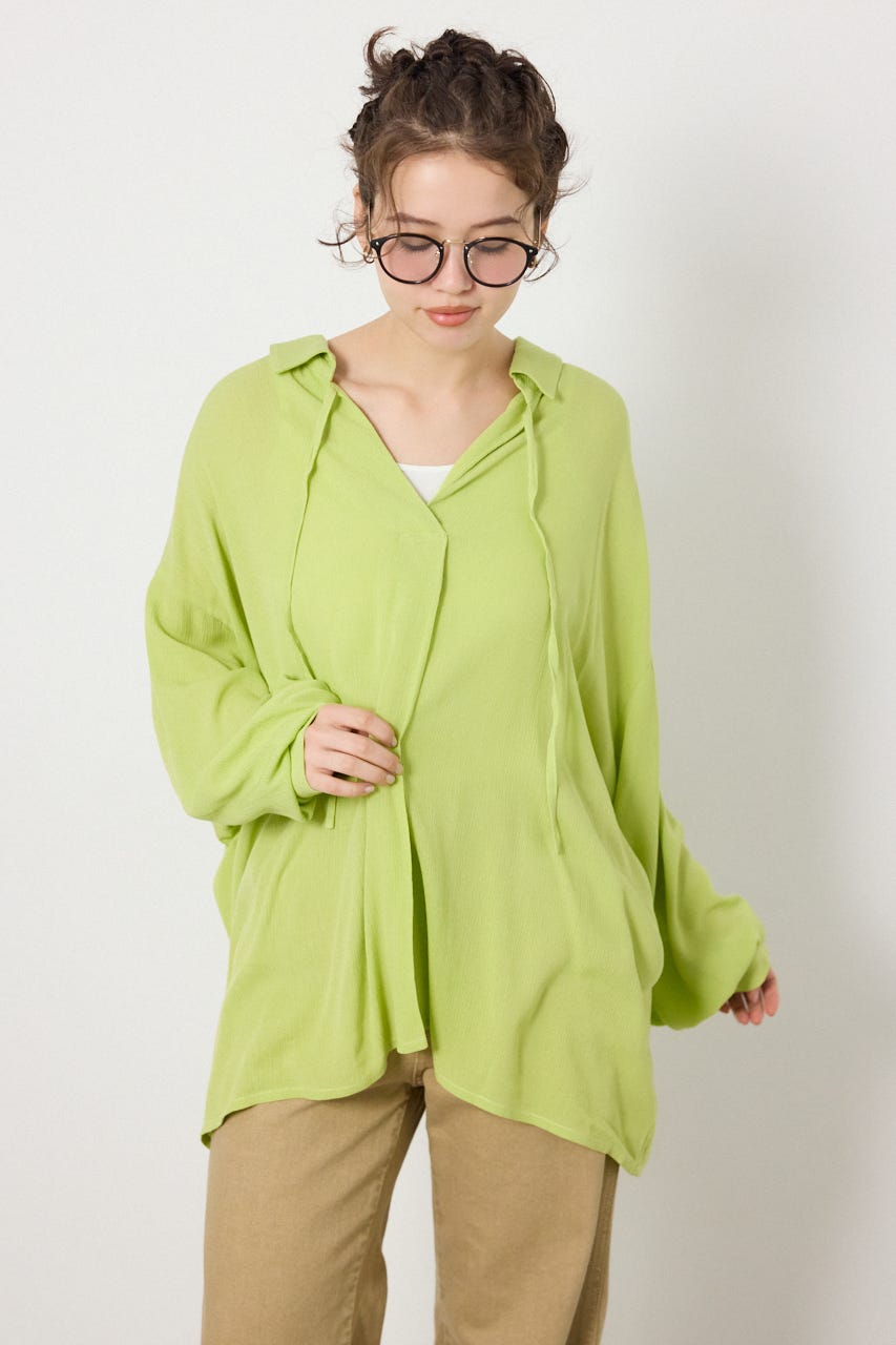 レーヨンクレープ2WAYシャツ LIME FREE