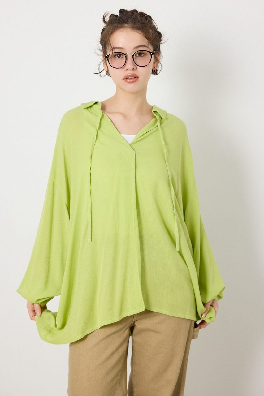 レーヨンクレープ2WAYシャツ LIME FREE