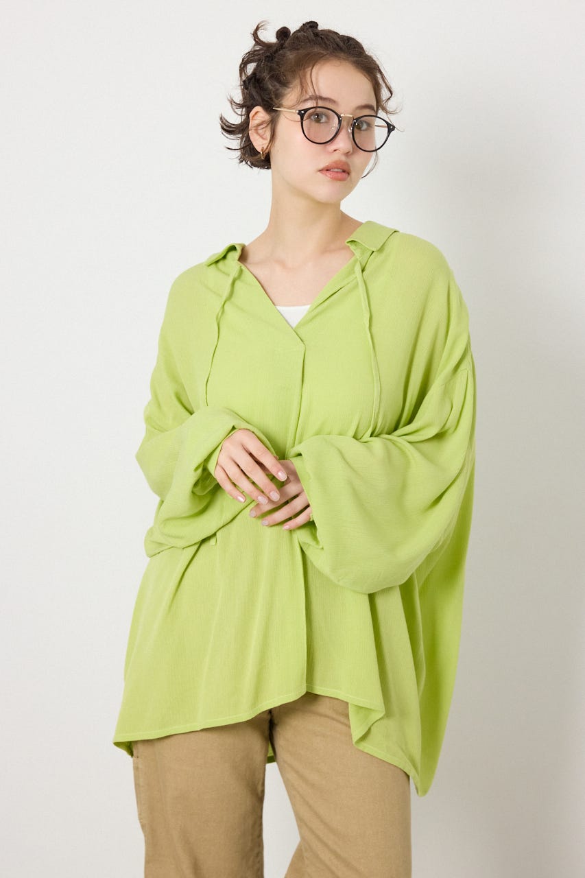 レーヨンクレープ2WAYシャツ LIME FREE