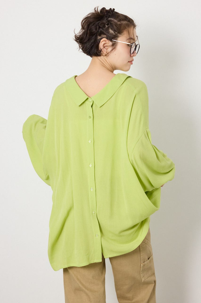 レーヨンクレープ2WAYシャツ LIME FREE