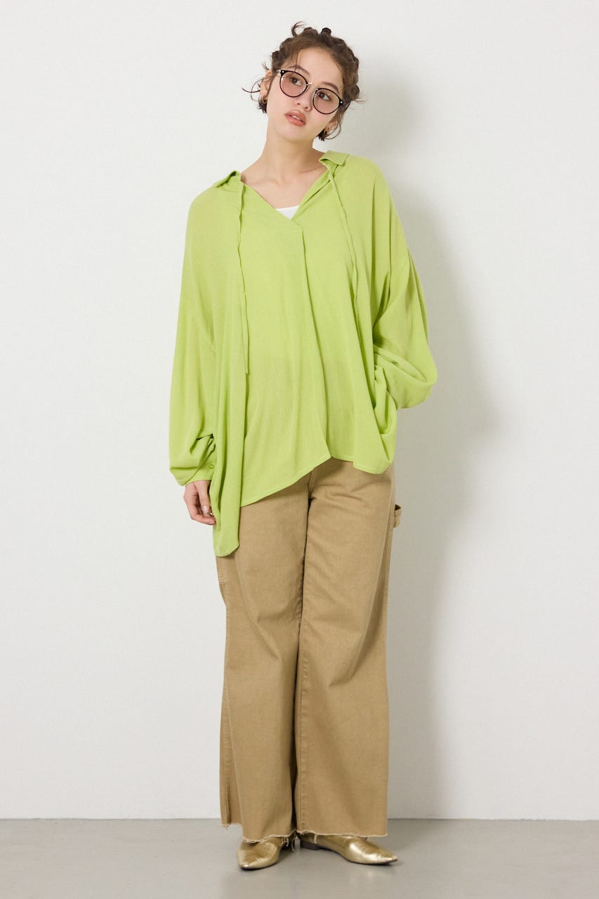 レーヨンクレープ2WAYシャツ LIME FREE