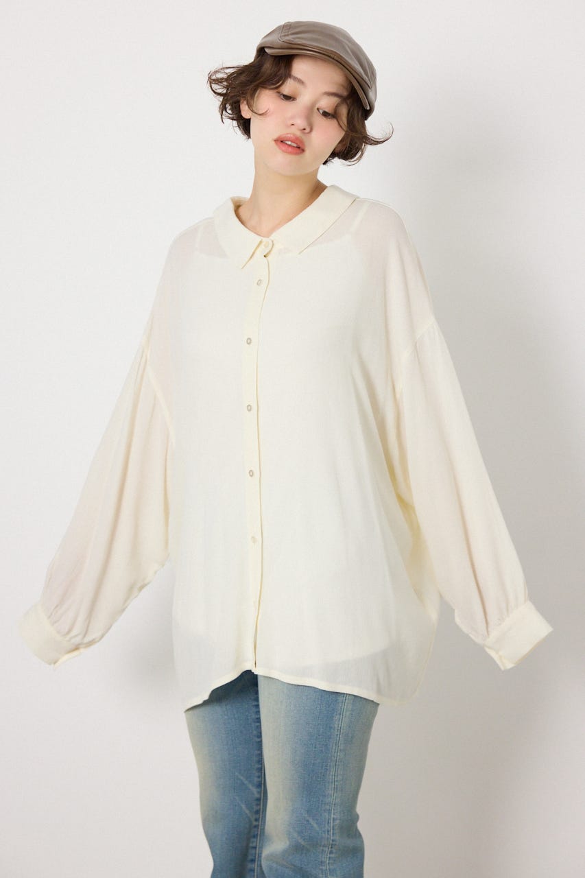 レーヨンクレープ2WAYシャツ O/WHT FREE
