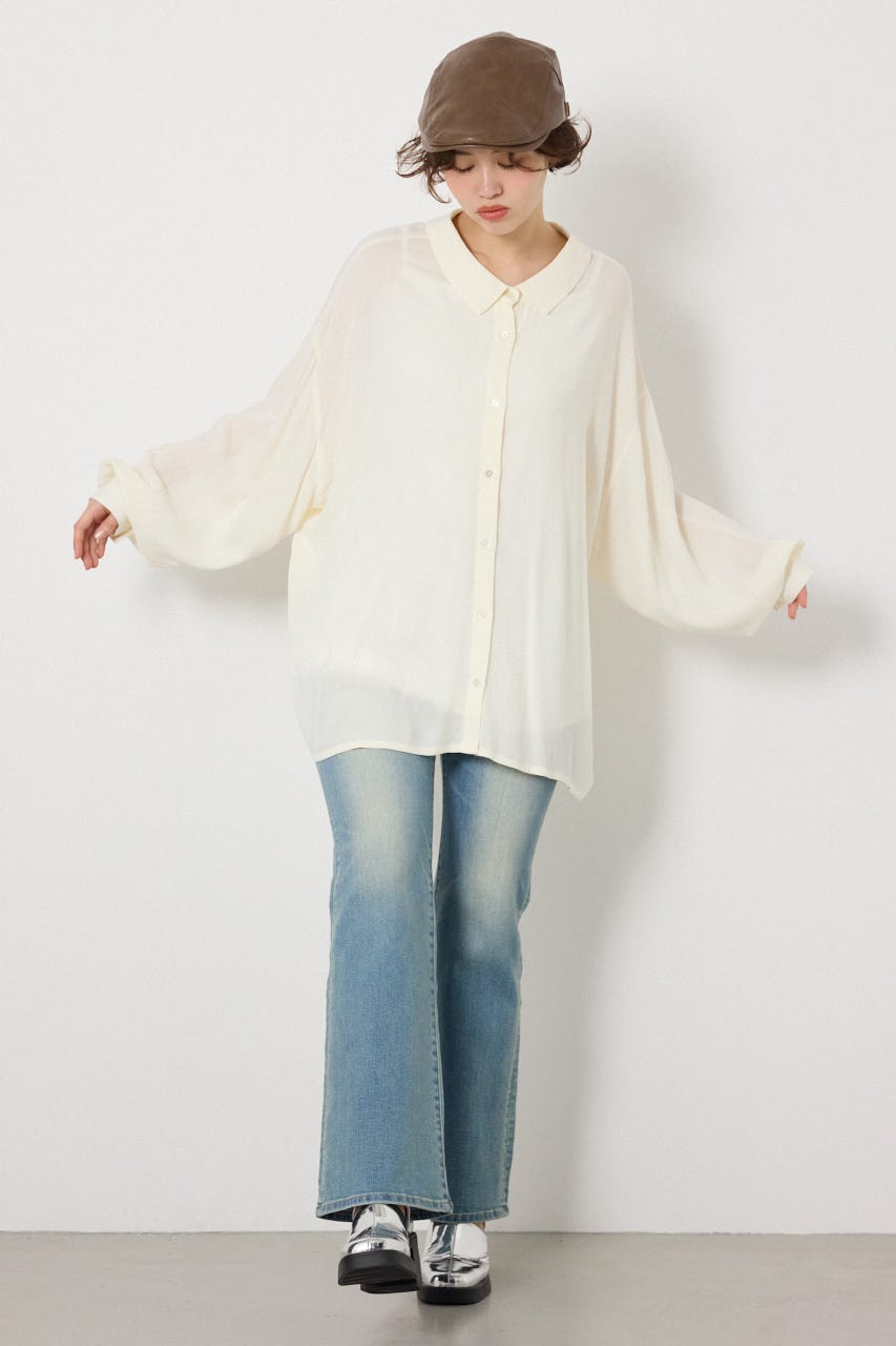 レーヨンクレープ2WAYシャツ O/WHT FREE