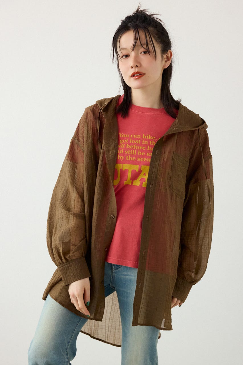 ワッシャーフーディーシャツ BRN FREE