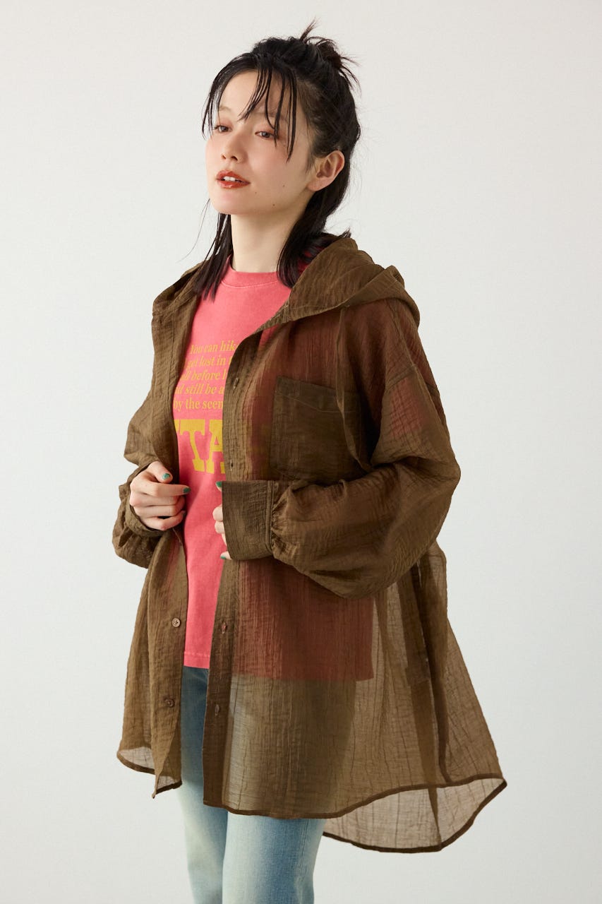 ワッシャーフーディーシャツ BRN FREE