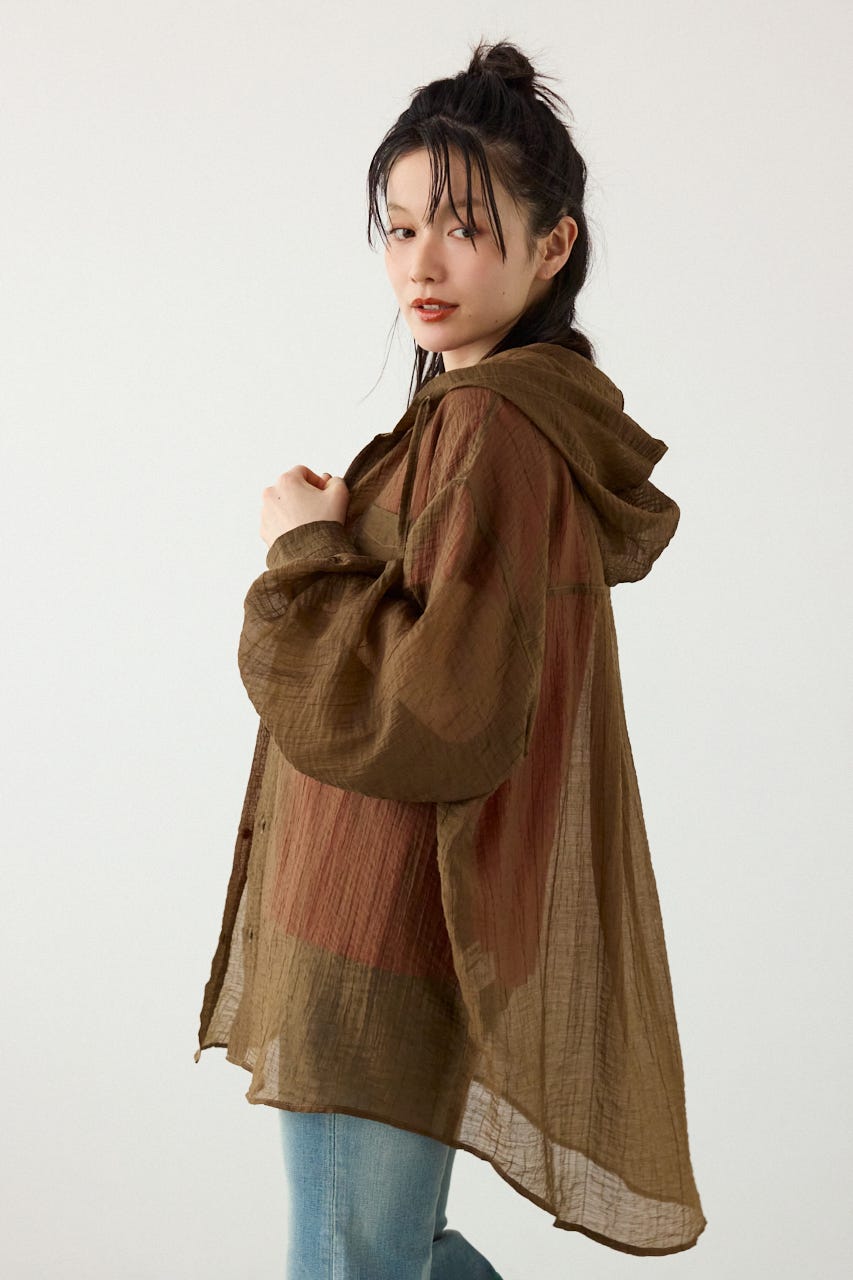 ワッシャーフーディーシャツ BRN FREE