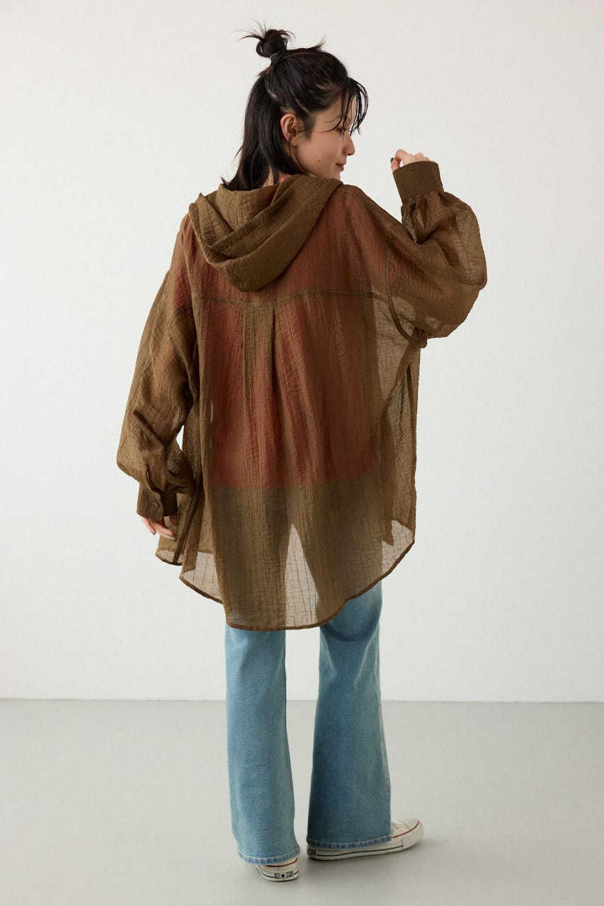 ワッシャーフーディーシャツ BRN FREE