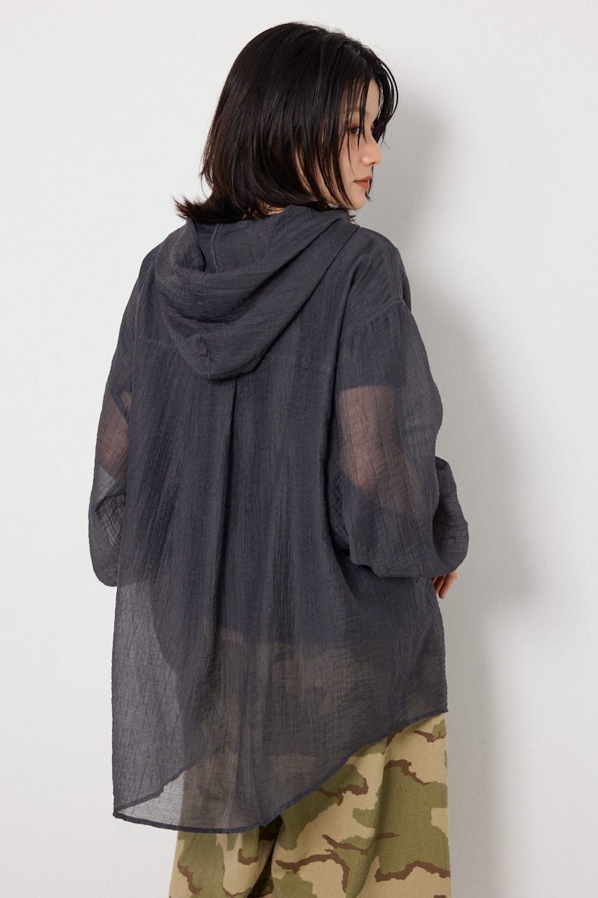 ワッシャーフーディーシャツ C.GRY FREE