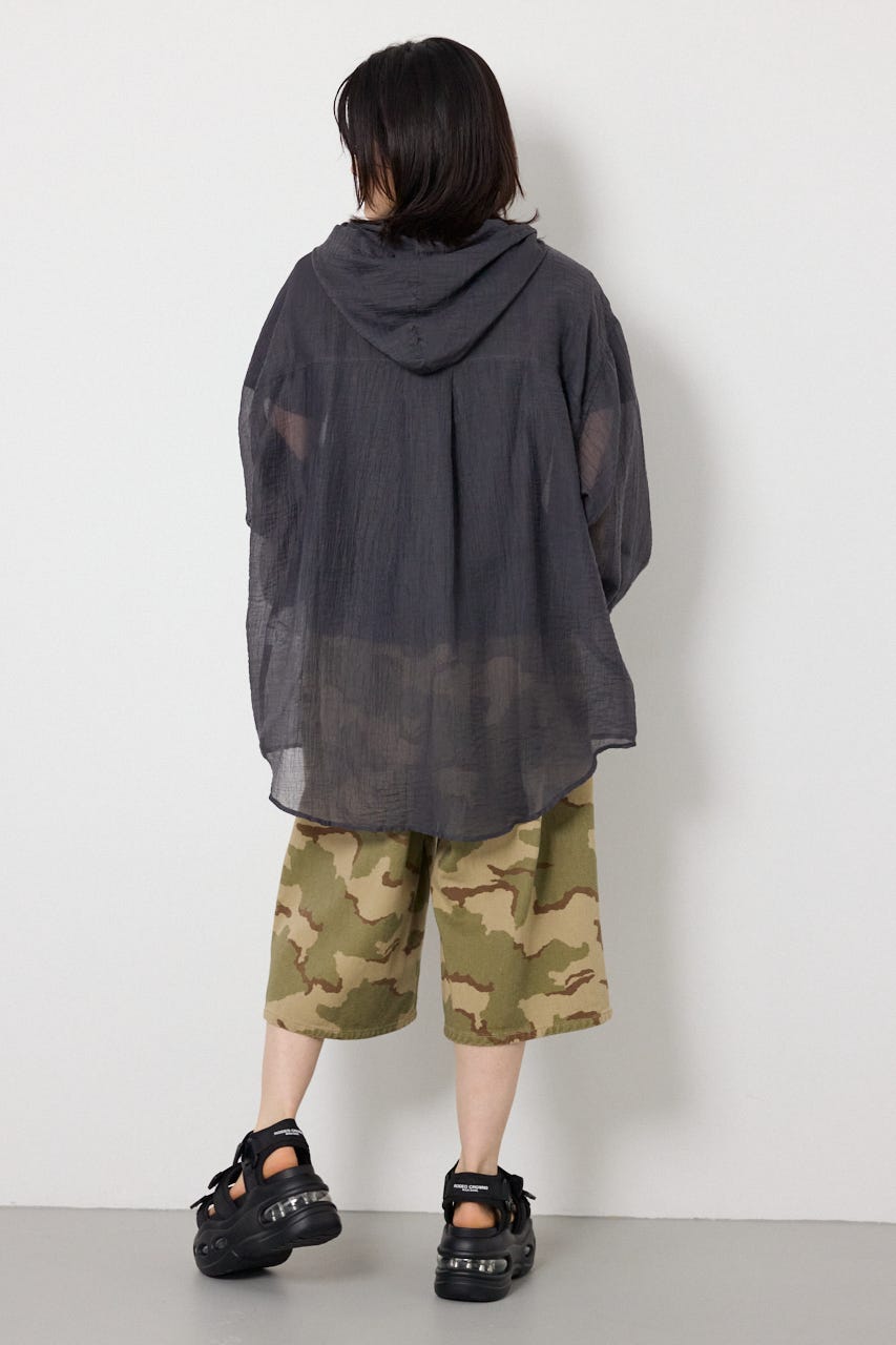 ワッシャーフーディーシャツ C.GRY FREE