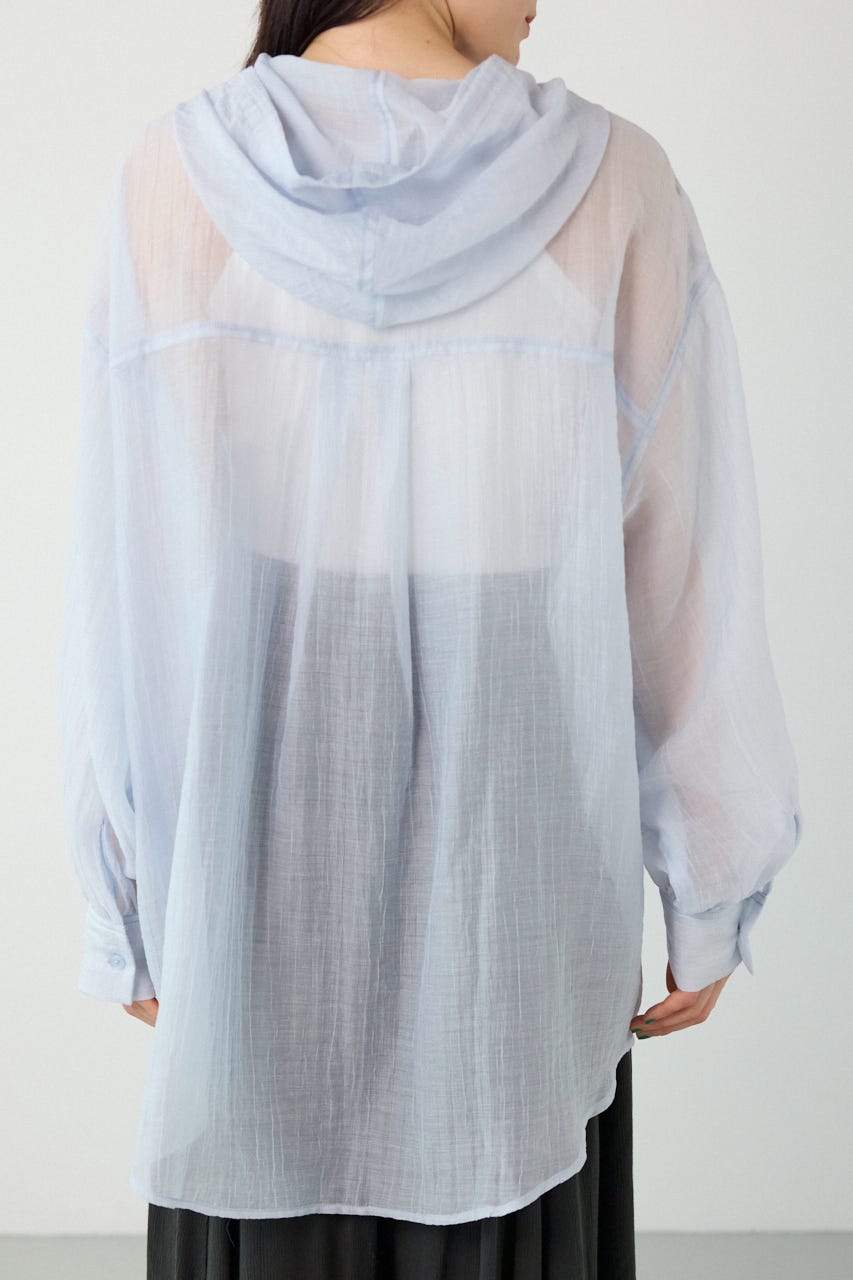 ワッシャーフーディーシャツ L/BLU FREE