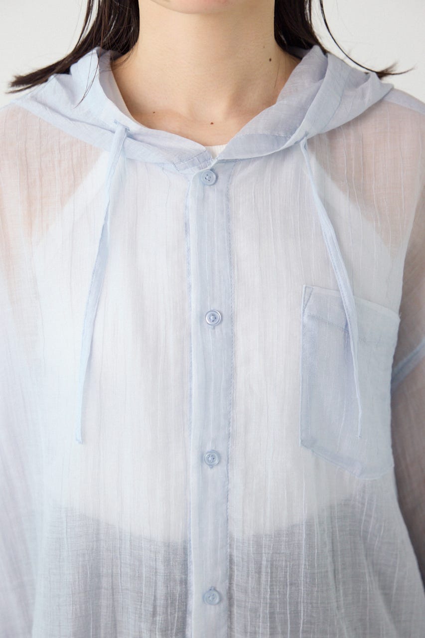 ワッシャーフーディーシャツ L/BLU FREE