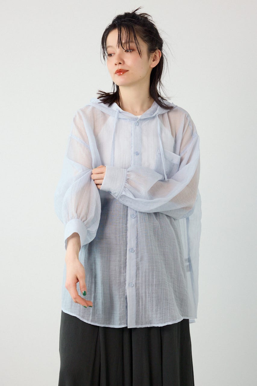 ワッシャーフーディーシャツ L/BLU FREE