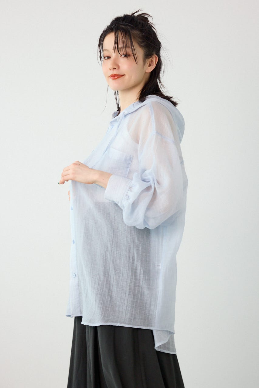 ワッシャーフーディーシャツ L/BLU FREE