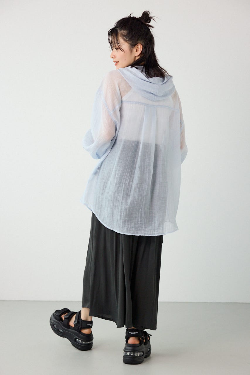 ワッシャーフーディーシャツ L/BLU FREE