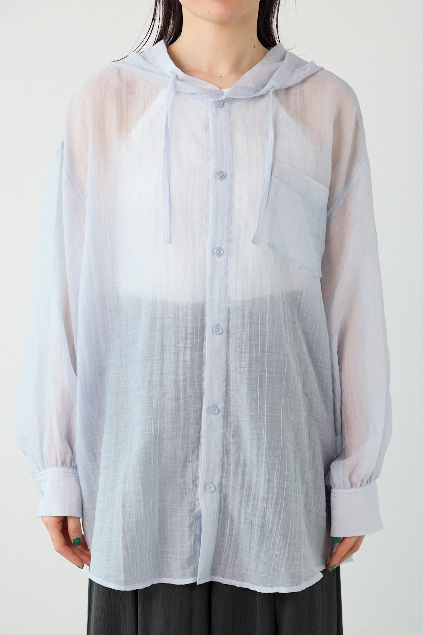 ワッシャーフーディーシャツ L/BLU FREE