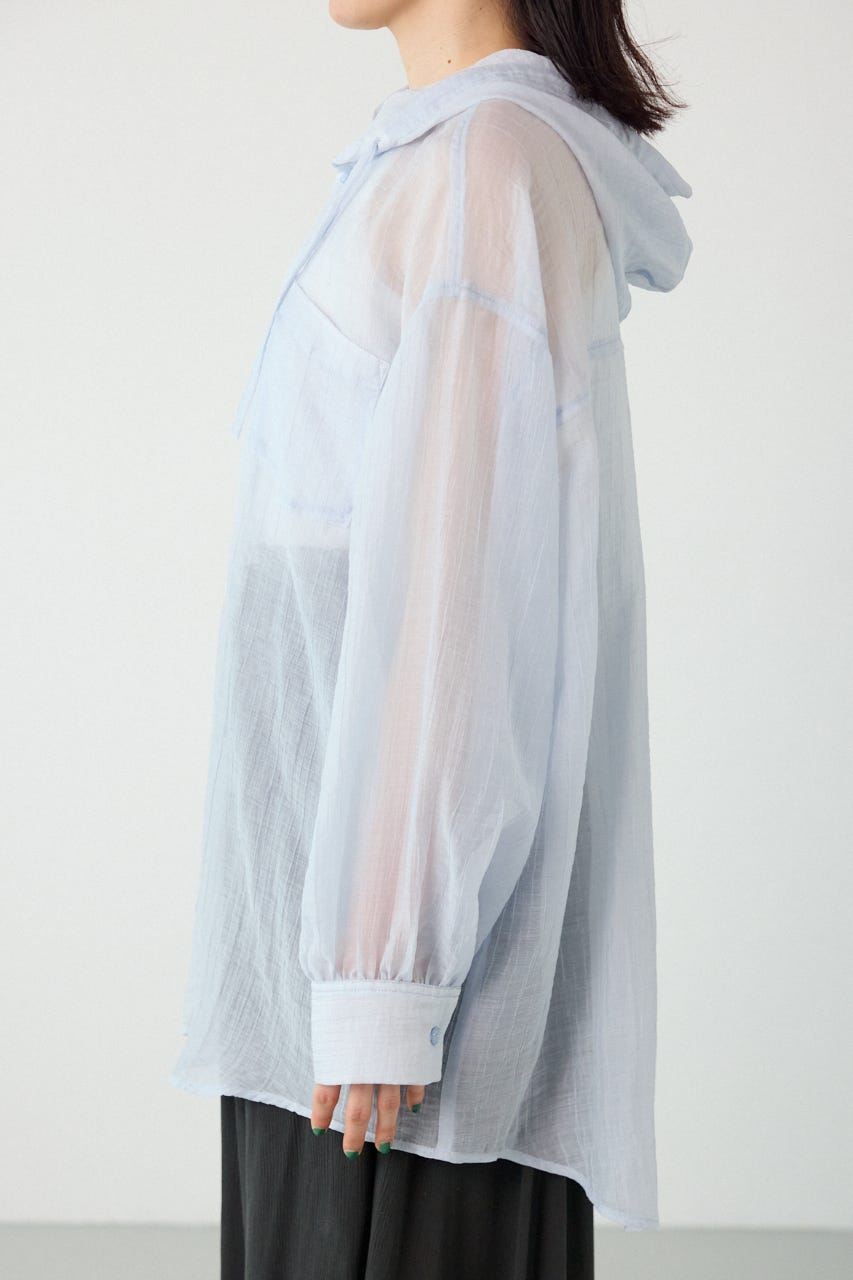 ワッシャーフーディーシャツ L/BLU FREE