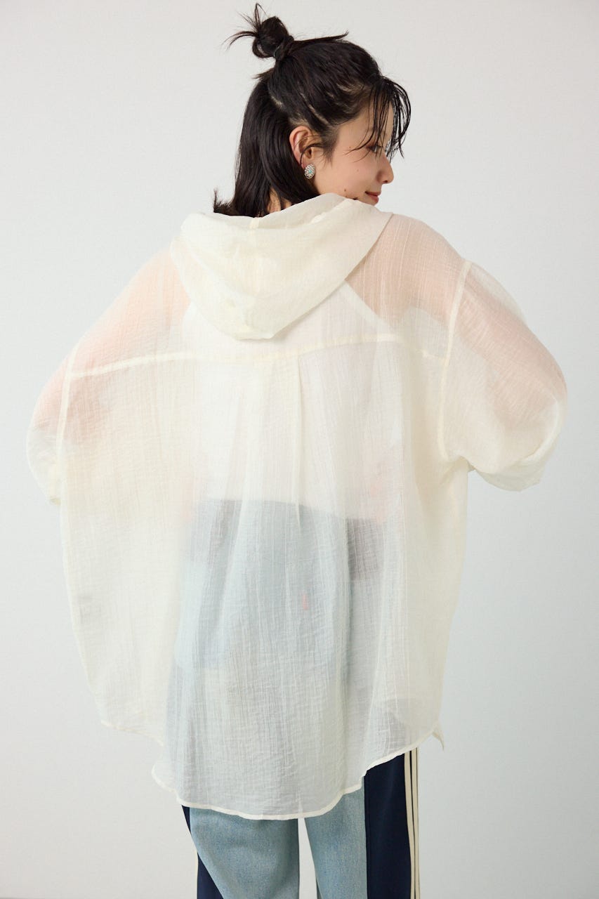 ワッシャーフーディーシャツ O/WHT FREE