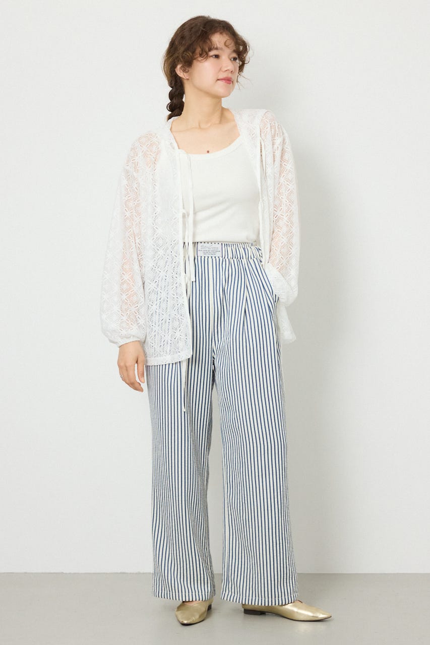 リラックスワイドパンツ 柄NVY FREE