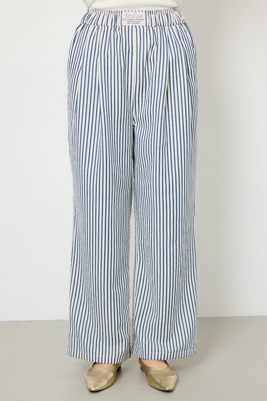 リラックスワイドパンツ 柄NVY FREE