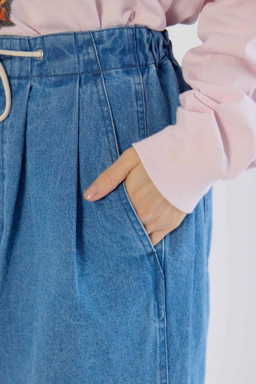 embroideryサイドジップパンツ BLU M