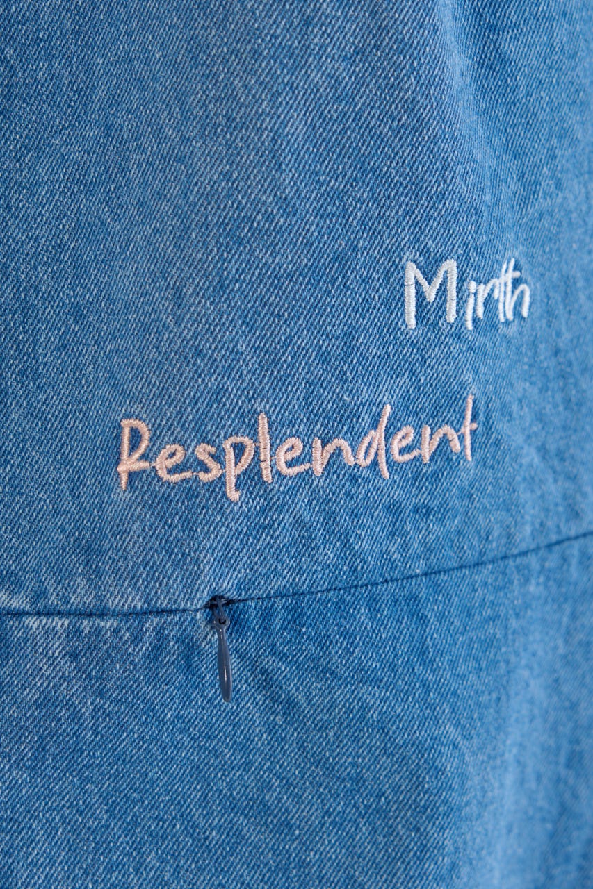 embroideryサイドジップパンツ BLU M