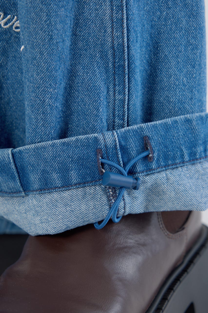 embroideryサイドジップパンツ BLU M