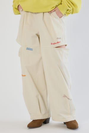 embroideryサイドジップパンツ