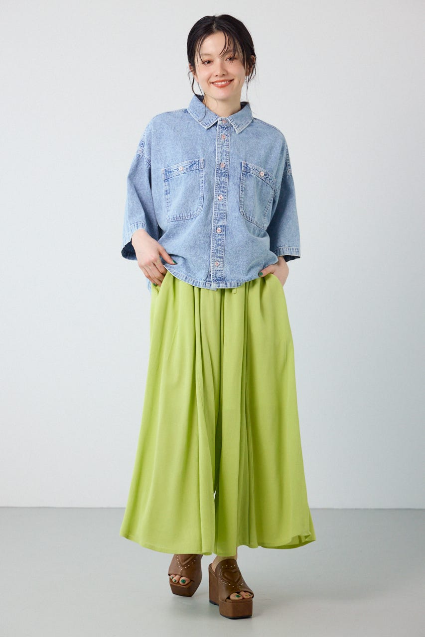 レーヨンクレープリラックススカーチョ LIME FREE