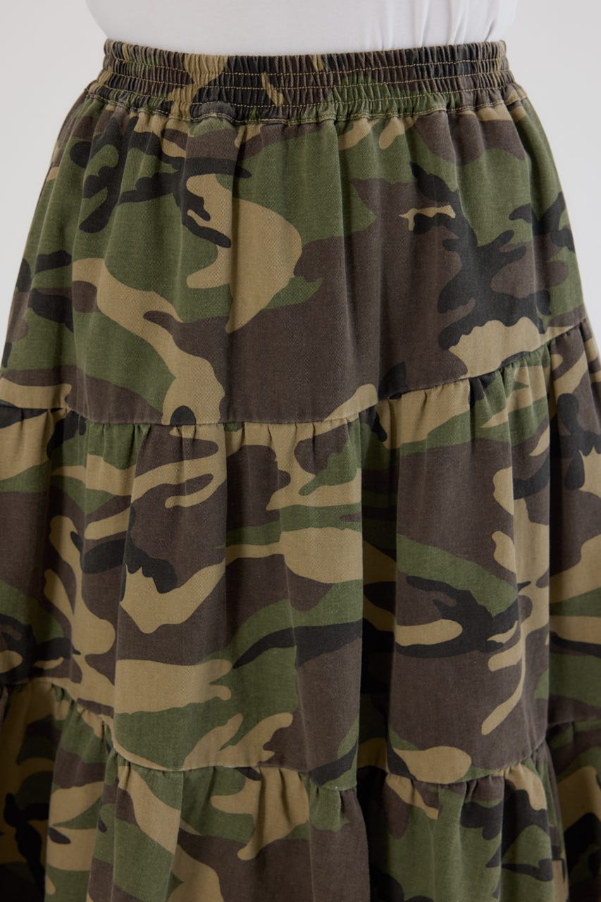 CAMOランダムティアードスカート 迷彩 FREE