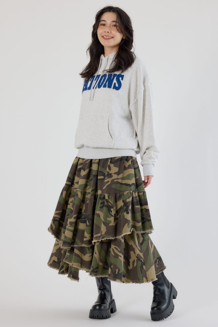 CAMOランダムティアードスカート 迷彩 FREE