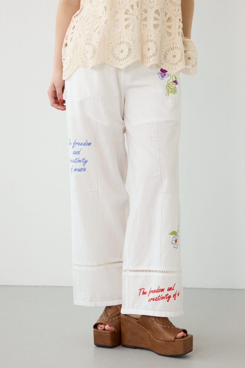 INDIA EMBROIDERYパンツ O/WHT FREE