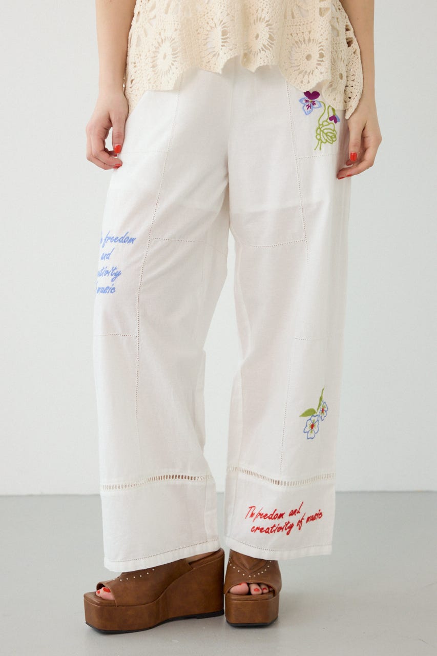 INDIA EMBROIDERYパンツ O/WHT FREE