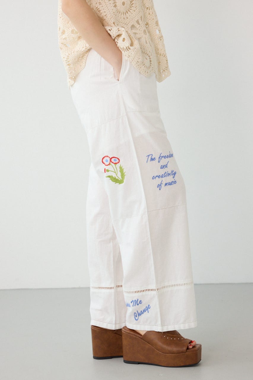 INDIA EMBROIDERYパンツ O/WHT FREE