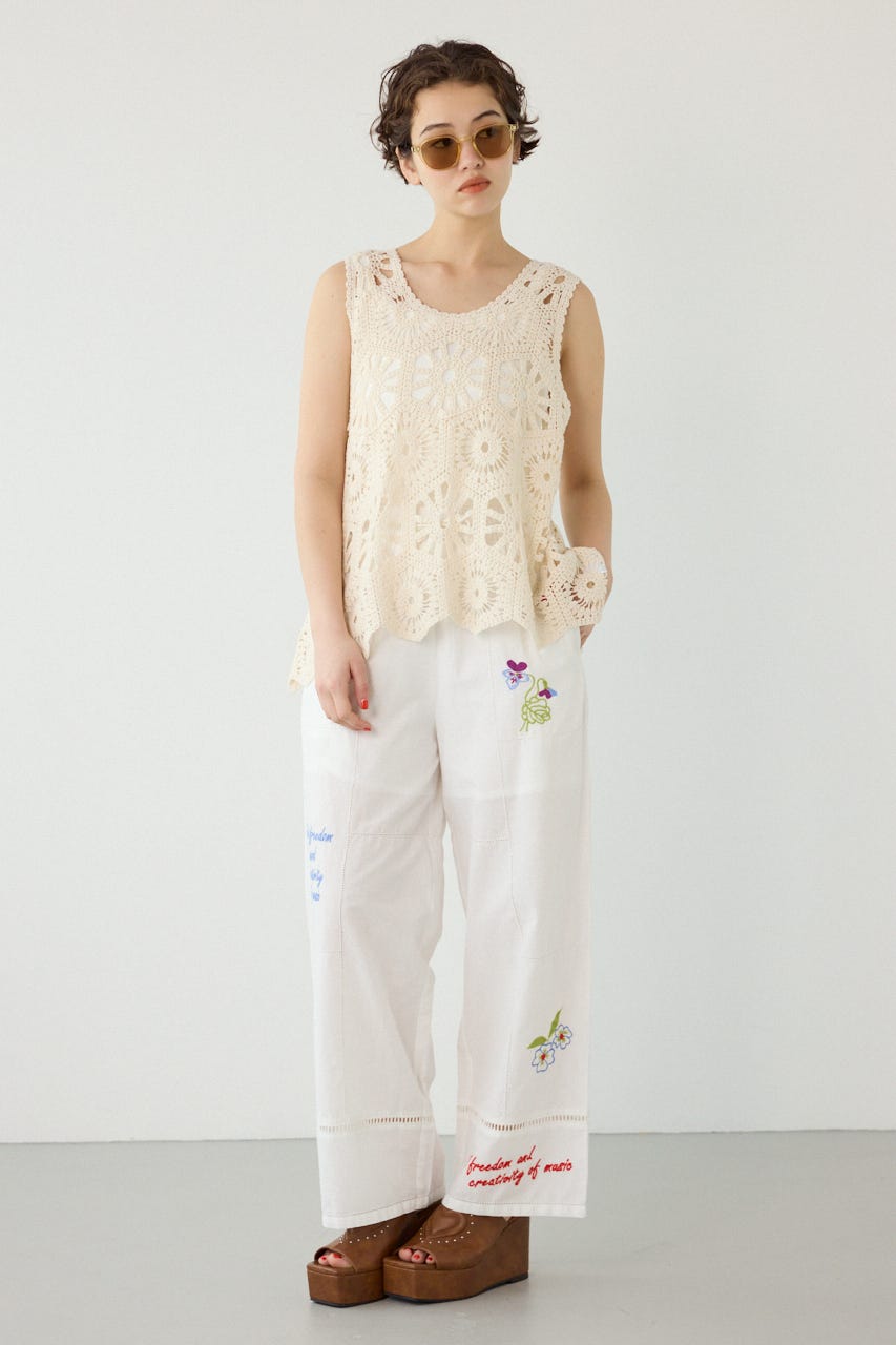 INDIA EMBROIDERYパンツ O/WHT FREE