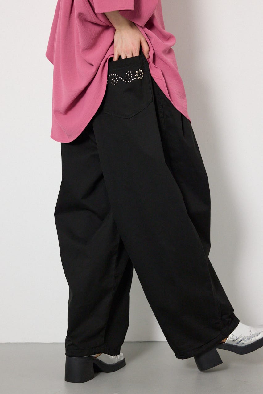 バックスタッズカーブパンツ BLK FREE