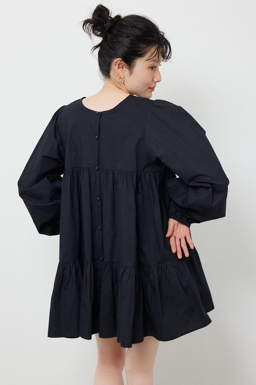 レースアップ2WAYチュニックワンピース BLK FREE