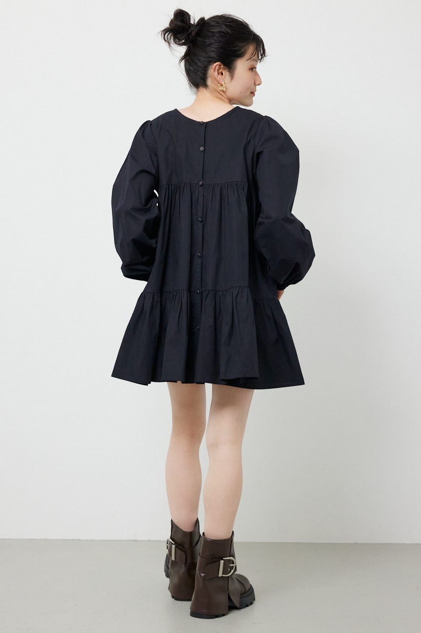 レースアップ2WAYチュニックワンピース BLK FREE