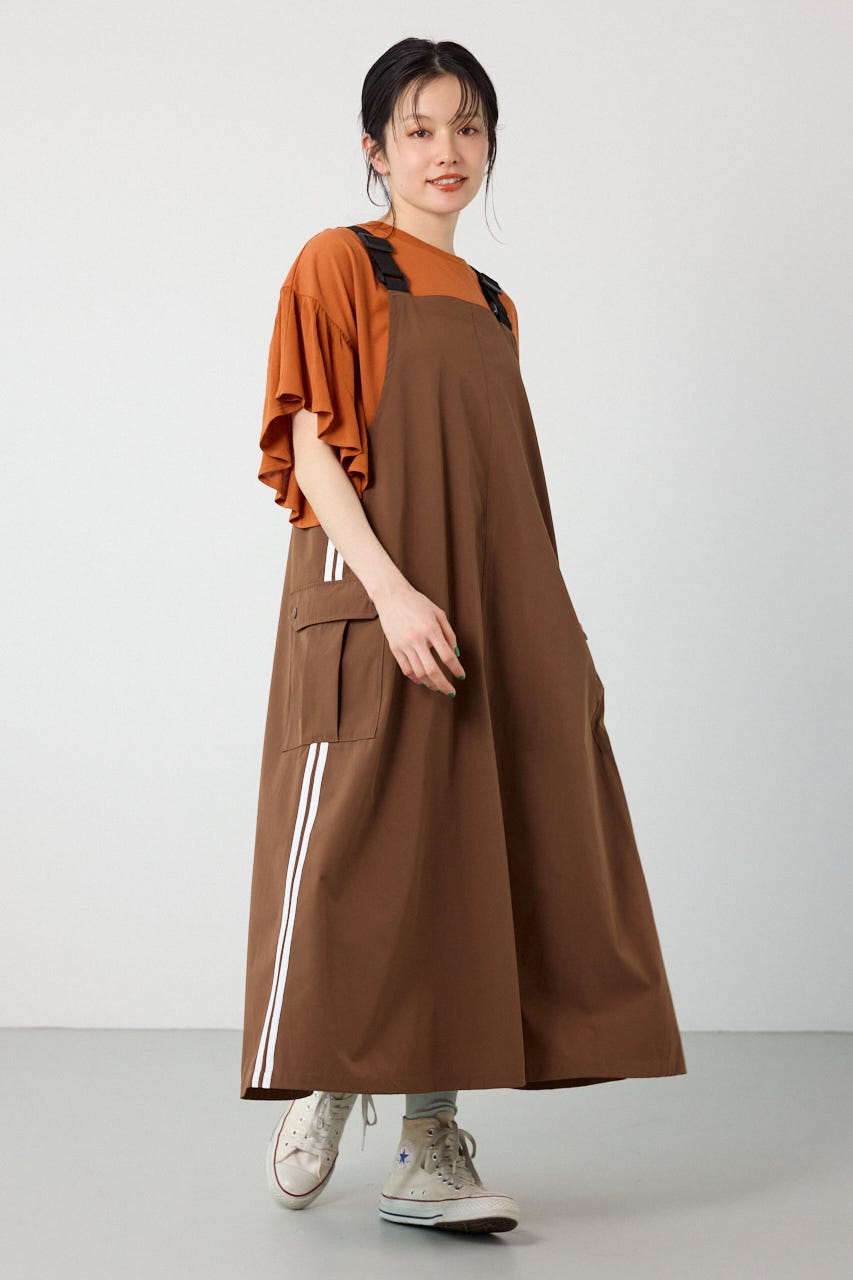 W/Rサイドラインジャンパースカート BRN FREE