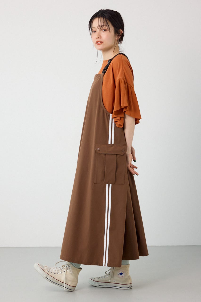 W/Rサイドラインジャンパースカート BRN FREE