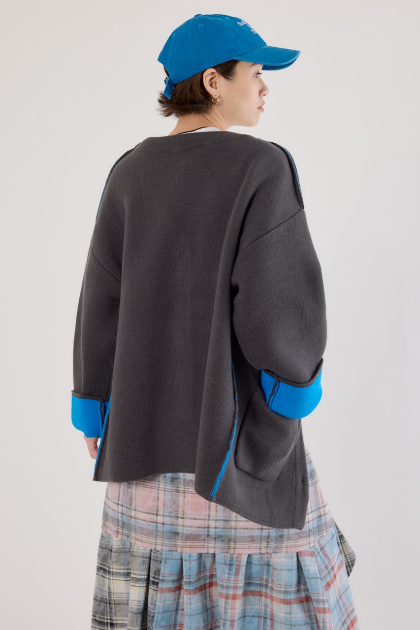 ダブルフェイスニットジャケット C.GRY FREE