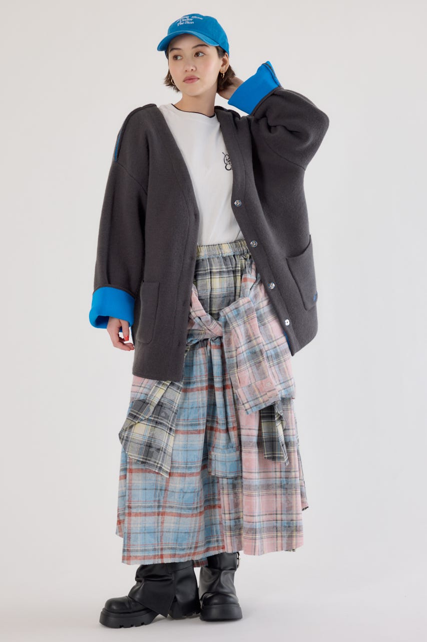 ダブルフェイスニットジャケット C.GRY FREE