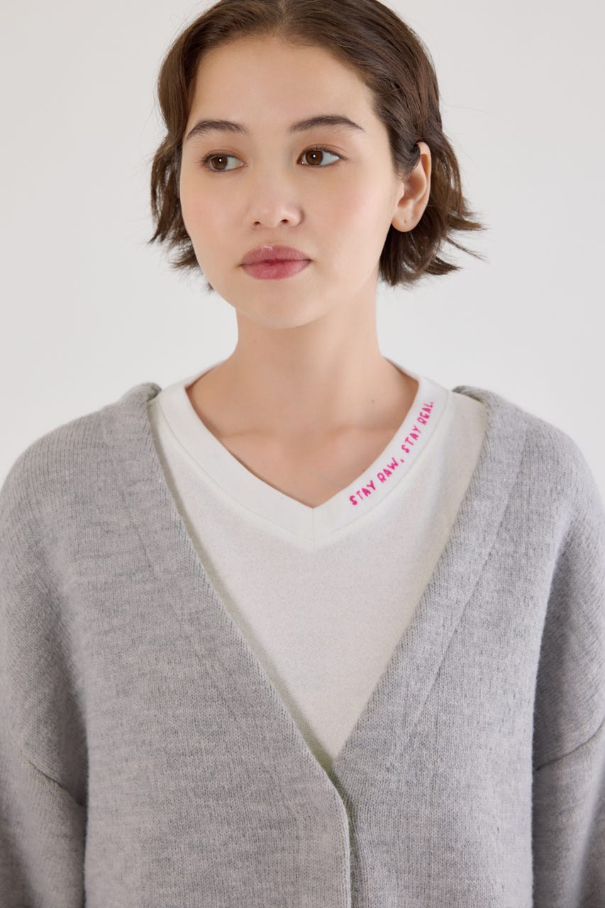 ダブルフェイスニットジャケット L/T.GRY FREE