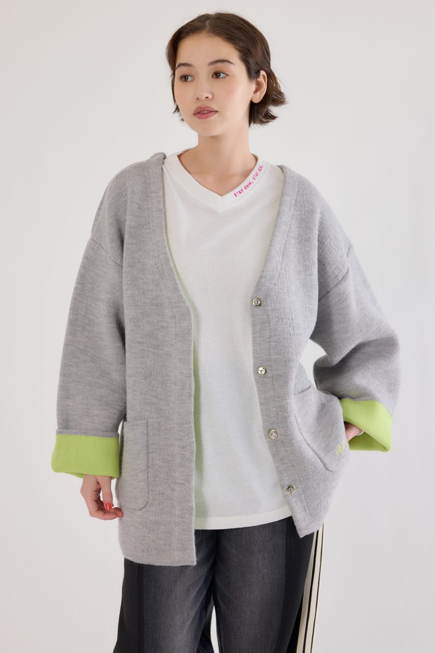 ダブルフェイスニットジャケット L/T.GRY FREE