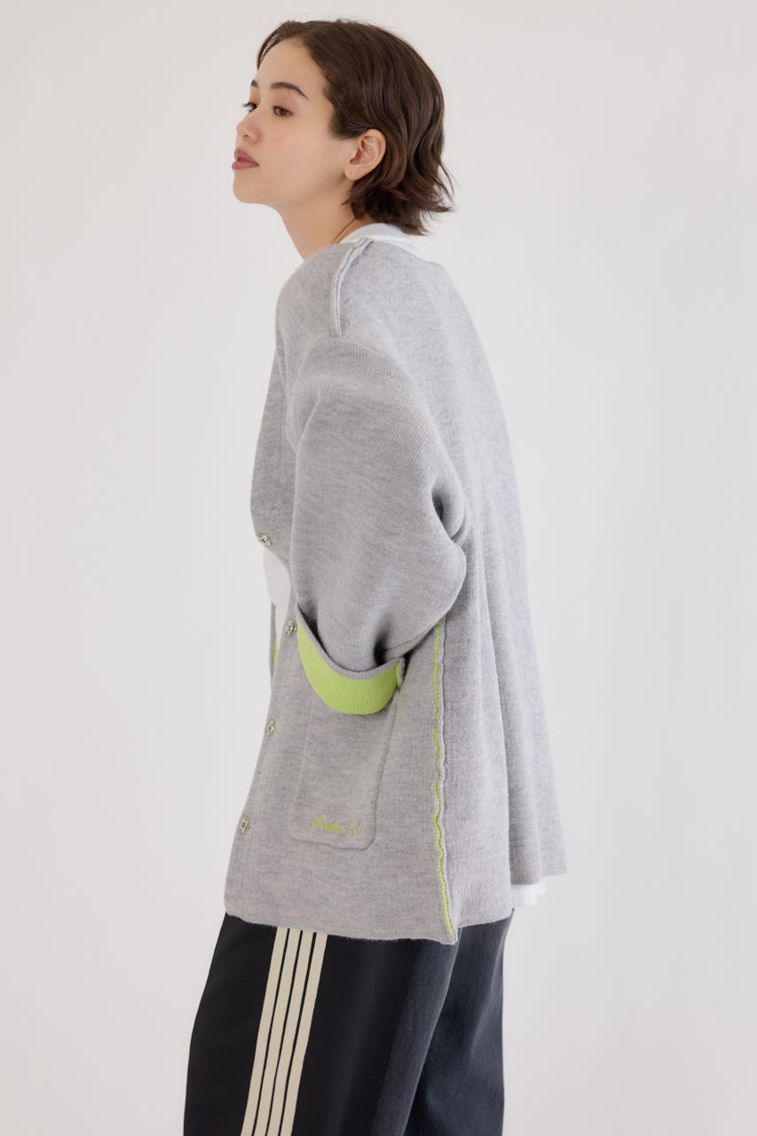 ダブルフェイスニットジャケット L/T.GRY FREE