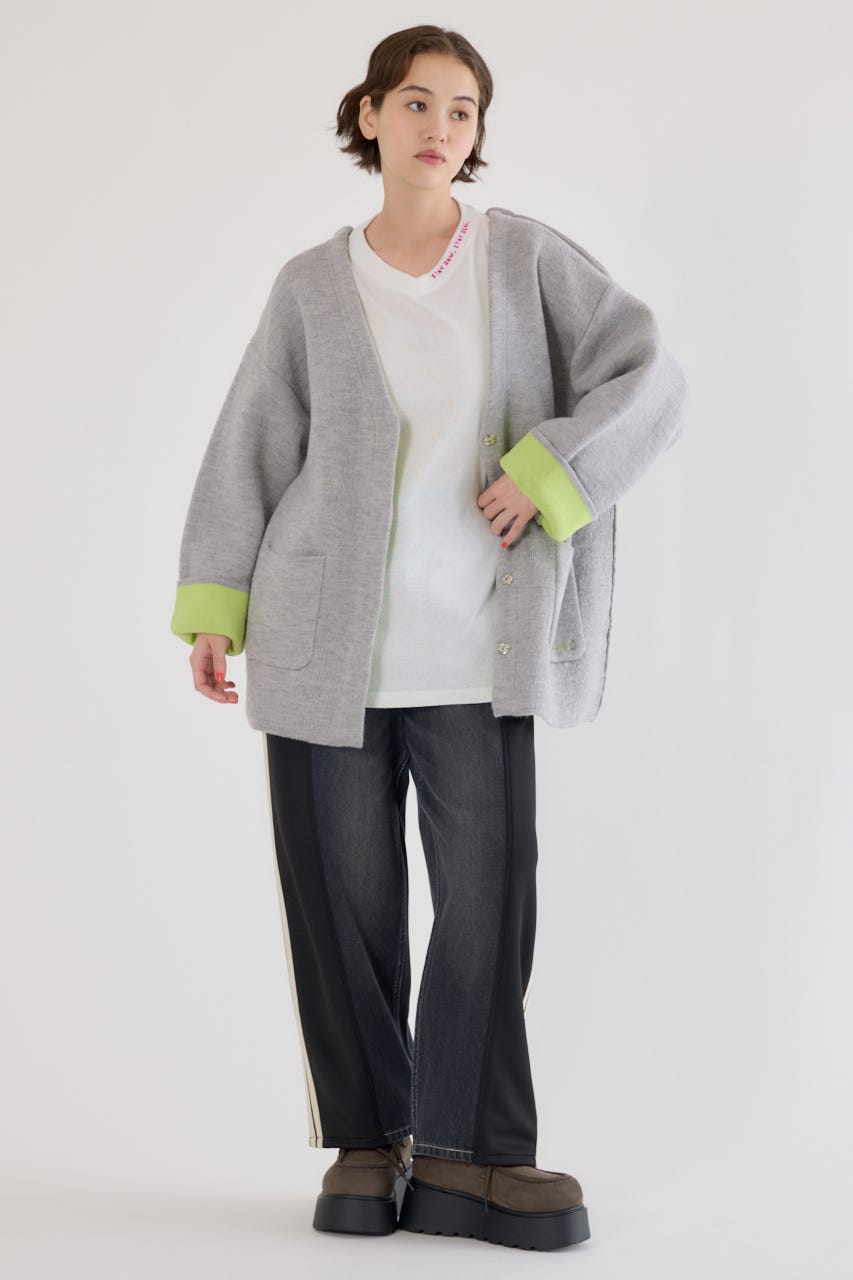 ダブルフェイスニットジャケット L/T.GRY FREE