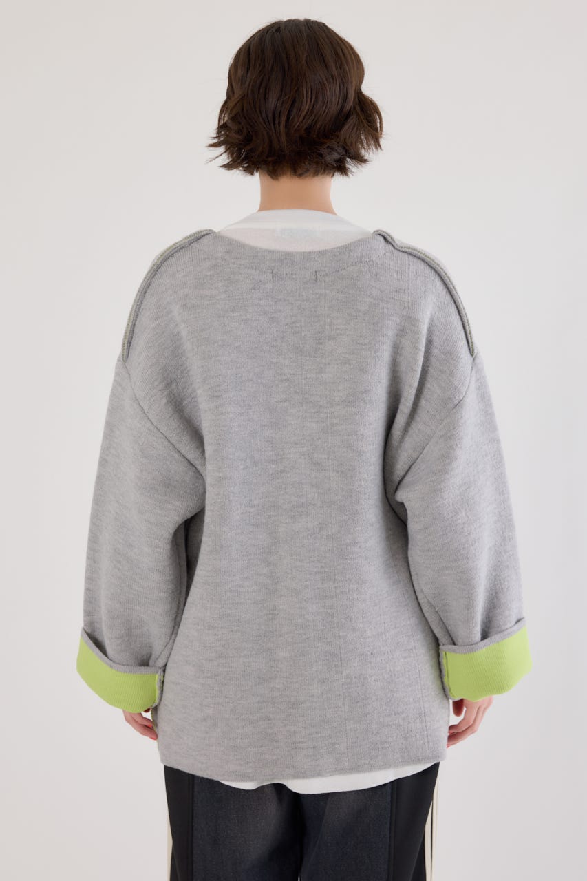 ダブルフェイスニットジャケット L/T.GRY FREE