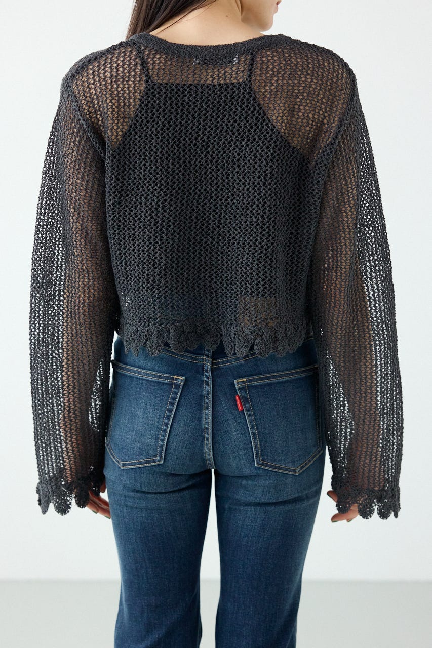 メッシュ柄リボンボレロ C.GRY FREE