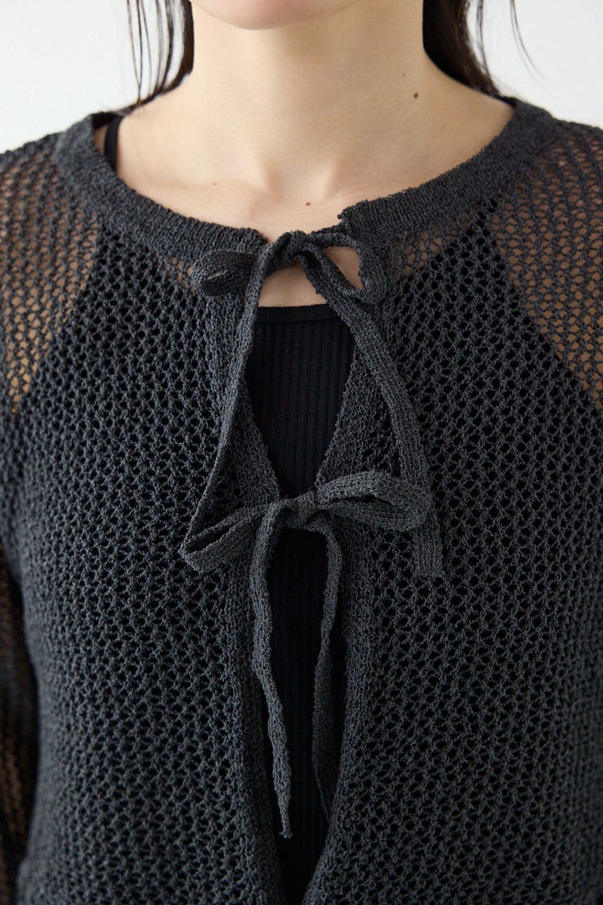 メッシュ柄リボンボレロ C.GRY FREE