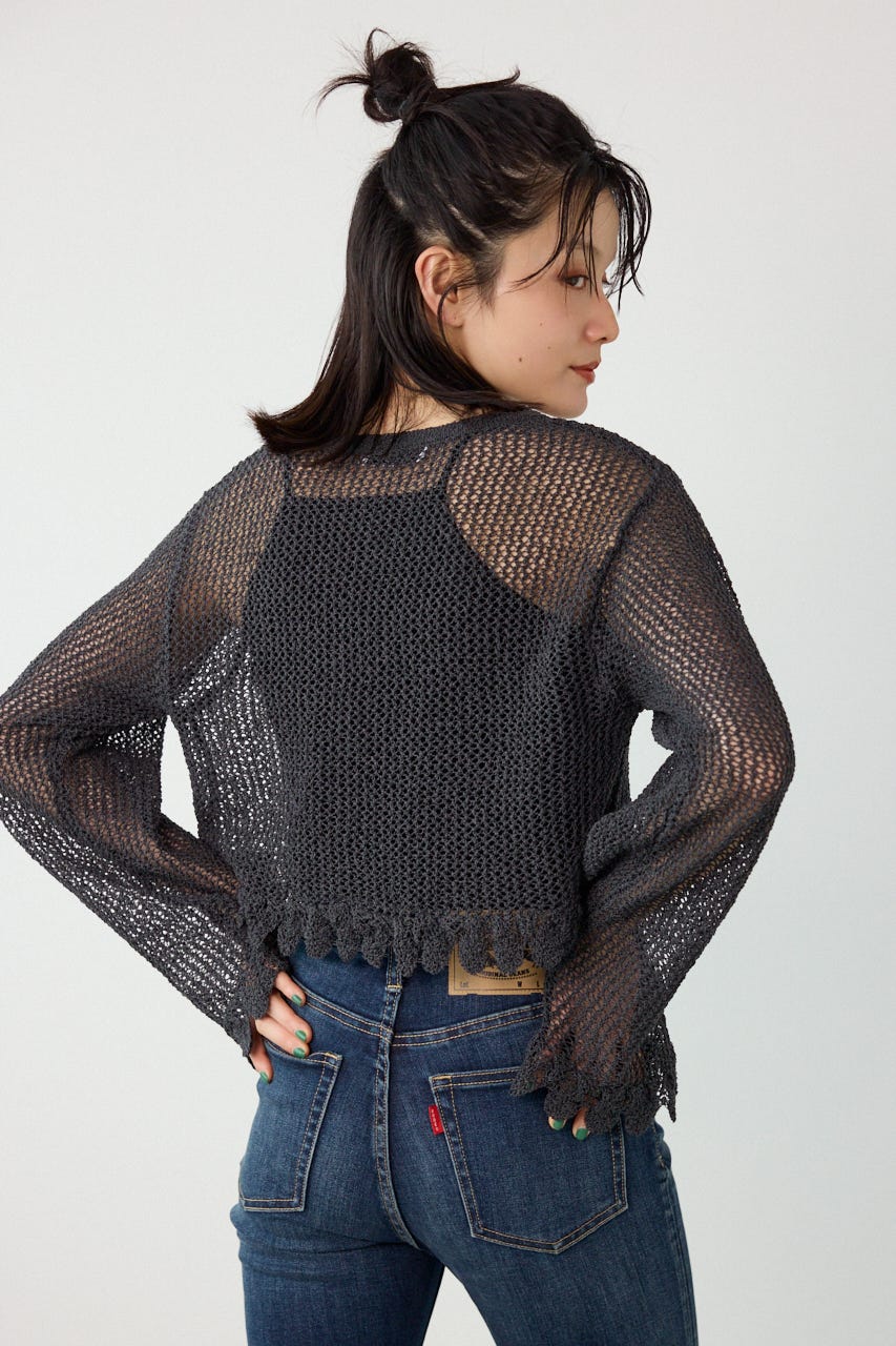 メッシュ柄リボンボレロ C.GRY FREE